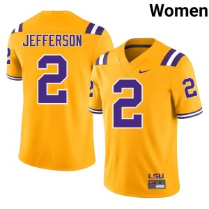 Gold #2 Womens College Football Justin Jefferson Game LSU Tigers Jerseys 871323-174