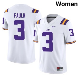 White Women College Football #3 Geaux Tigers University Kevin Faulk Jersey 713025-705