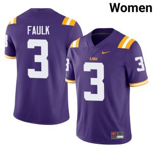 Purple College Football #3 Womens Replica LSU Kevin Faulk Jersey 644087-451