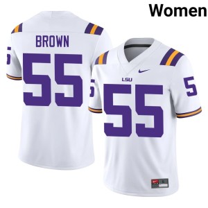 White #55 Player Lamar Brown LSU Women's College Football Jersey 296910-806