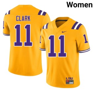 Gold Womens College Football LSU Player #11 Landen Clark Jersey 169368-419