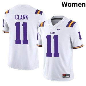 White Landen Clark Womens Geaux Tigers #11 Replica College Football Jersey 739559-152