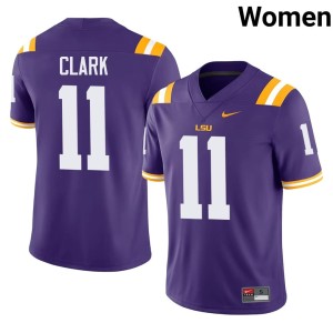 Purple #11 College Football Game Landen Clark Louisiana State University Tigers Women Jersey 589338-853
