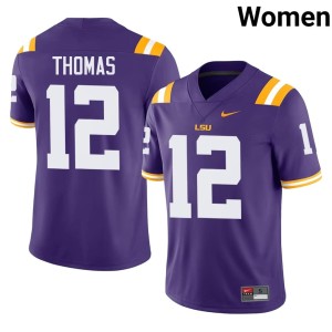 Purple #12 University Malachi Thomas College Football Louisiana State University Tigers Womens Jersey 159003-950
