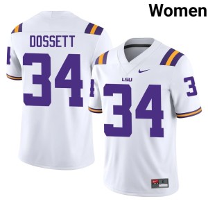 White Tiger Nation Stitched Women's College Football #34 Mason Dossett Jersey 260881-457