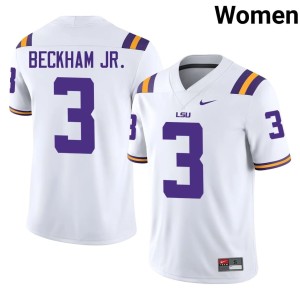 White NCAA College Football Women Odell Beckham Jr. #3 Geaux Tigers Jersey 498531-823