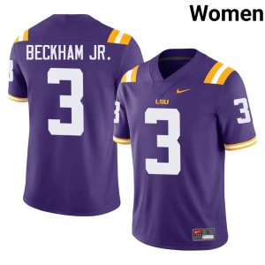 Purple Odell Beckham Jr. Women's #3 Embroidery College Football Tigers Jerseys 554601-791