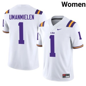 White NCAA Princewill Umanmielen College Football Women Tigers #1 Jerseys 903332-206