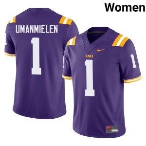 Purple Player College Football #1 Women Louisiana State University Tigers Princewill Umanmielen Jersey 926098-599