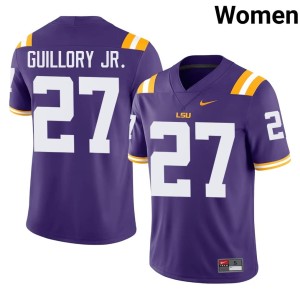 Purple Women's College Football Raycine Guillory Jr. Embroidery #27 LSU Jerseys 260697-814