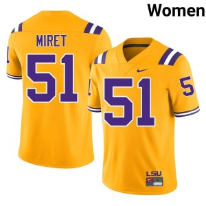 Gold Fighting Tigers College Football Ryan Miret Women's #51 Limited Jersey 333617-305