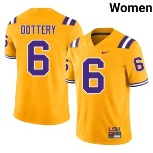 Gold Women #6 University Tigers TJ Dottery College Football Jerseys 210058-191