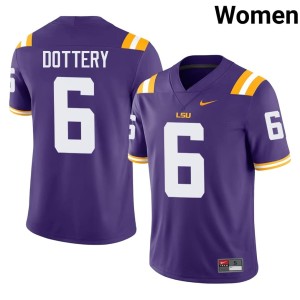 Purple College Football TJ Dottery LSU #6 Stitched Womens Jersey 366571-408