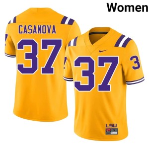 Gold College Football Tommy Casanova #37 Player Women LSU Tigers Jerseys 235847-518