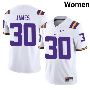 White Women's College Football Official LSU Tigers #30 Treylan James Jersey 164030-182