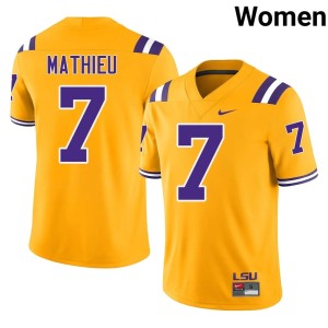 Gold University College Football Louisiana State Tigers #7 Tyrann Mathieu Women's Jerseys 268147-282