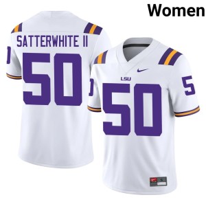 White College Football Womens William Satterwhite II #50 Embroidery LSU Jerseys 843143-508