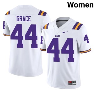 White Fighting Tigers College Football #44 Women's Zach Grace Game Jerseys 472478-784