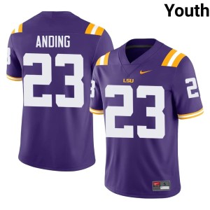 Purple College Football #23 Youth 2026 Geaux Tigers Aidan Anding Jersey 938988-470
