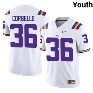 White LSU Replica Aidan Corbello College Football #36 Youth Jersey 509366-684
