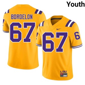 Gold Youth Tigers #67 Player Bo Bordelon College Football Jerseys 121658-710