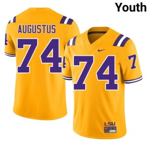 Gold LSU Braden Augustus Official #74 College Football Youth Jerseys 649458-888