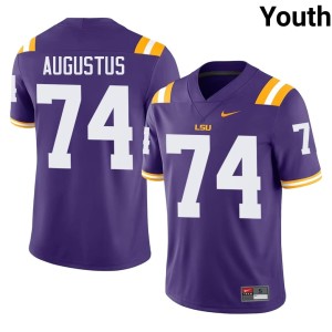 Purple #74 LSU Braden Augustus Embroidery College Football Youth Jersey 167354-640
