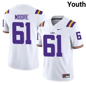 White College Football #61 LSU Embroidery Braelin Moore Youth Jersey 319423-520