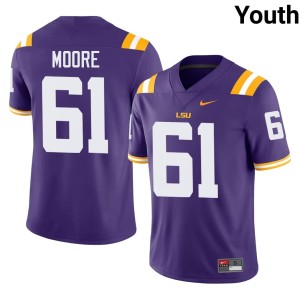 Purple #61 Braelin Moore College Football LSU Tigers Stitched Youth Jersey 896072-586
