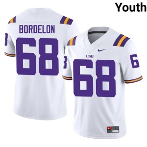 White Official #68 College Football Louisiana State University Tigers Youth Brett Bordelon Jerseys 113910-585