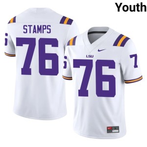White #76 College Football Embroidery Youth Louisiana State Tigers Christian Stamps Jersey 984485-715