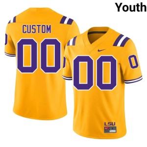 Gold LSU Tigers Player College Football #00 Youth Custom Jersey 829143-465