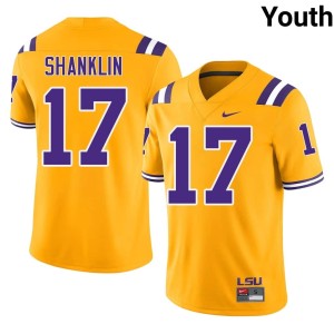 Gold #17 College Football LSU Damien Shanklin Youth Alumni Jerseys 234546-931