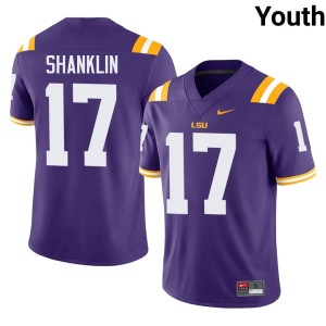 Purple #17 Damien Shanklin College Football 2026-27 Louisiana State Tigers Youth Jersey 507363-111