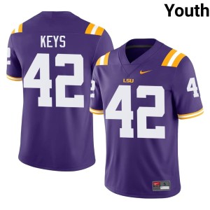 Purple College Football Embroidery Tigers Youth #42 Davhon Keys Jersey 341392-892