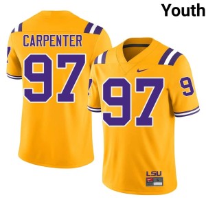 Gold University Louisiana State University Tigers Dylan Carpenter College Football Youth #97 Jersey 866914-323