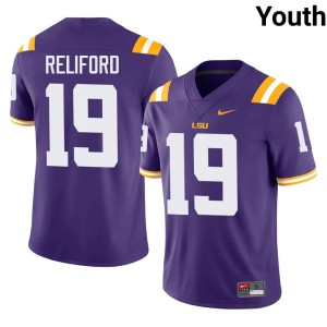 Purple High School Youth College Football #19 Gabriel Reliford Tigers Jerseys 619072-323