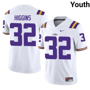 White Youth #32 Gavin Higgins Louisiana State University Tigers College Football 2026-27 Jerseys 215733-822