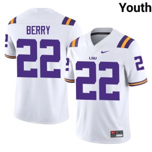 White Harlem Berry College Football Youth 2026 #22 Louisiana State Tigers Jerseys 585313-990