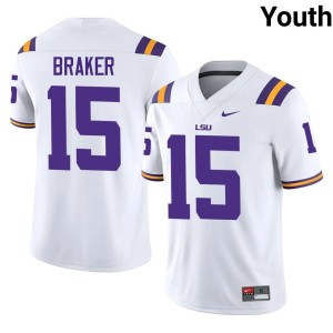 White 2026-27 Youth Jaiden Braker #15 College Football Louisiana State University Tigers Jersey 857697-359