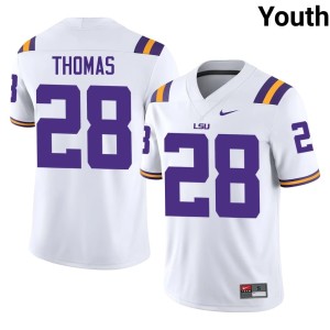 White NCAA Youth College Football Geaux Tigers Jhase Thomas #28 Jersey 504838-245