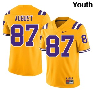 Gold Louisiana State University Tigers College Football #87 Limited Youth Joey August Jersey 159071-473