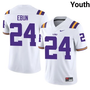 White #24 Tiger Nation Joseph Ebun College Football Youth NCAA Jersey 863552-788