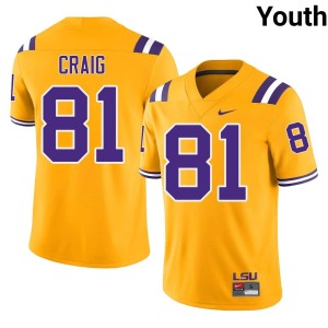 Gold Game Landon Craig Youth Louisiana State University Tigers College Football #81 Jersey 737212-918
