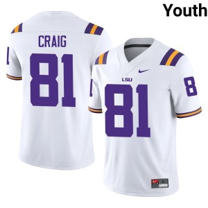 White Youth #81 Landon Craig College Football LSU Limited Jerseys 509844-266
