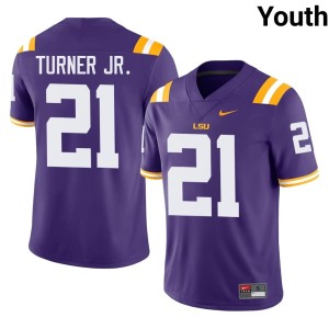 Purple Michael Turner Jr. Replica Youth College Football LSU #21 Jerseys 898707-124