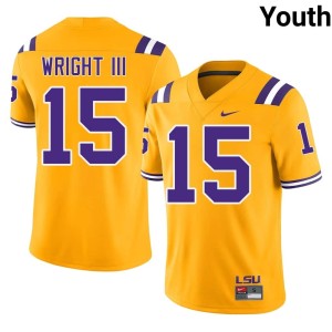Gold High School #15 LSU Phillip Wright III College Football Youth Jersey 149990-197