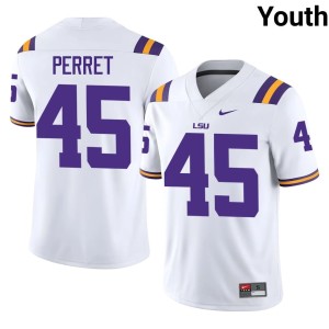 White NCAA Sean Perret College Football Geaux Tigers #45 Youth Jersey 103744-360