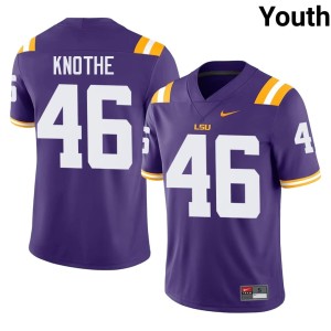 Purple Youth College Football #46 Seth Knothe Geaux Tigers NCAA Jersey 715531-341