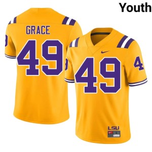 Gold LSU Tigers Alumni Youth College Football #49 Theo Grace Jersey 292535-547